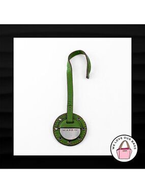 MAZZINI ITALY GREEN LEATHER STRAP LOOP METAL KEY FOB BAG CHARM KEYCHAIN HANG TAG